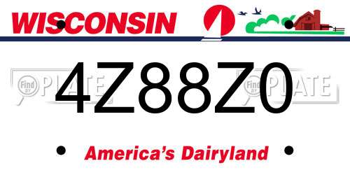 4Z88Z0 Wisconsin License Plate