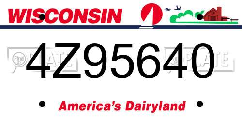 4Z95640 Wisconsin License Plate