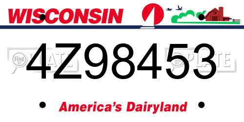 4Z98453 Wisconsin License Plate