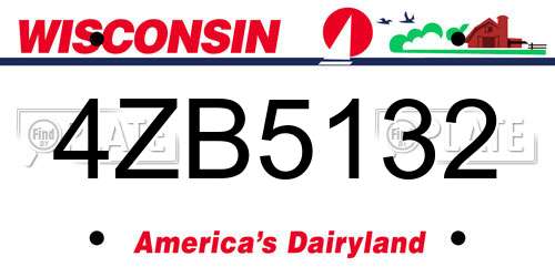 4ZB5132 Wisconsin License Plate