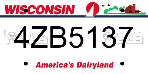 4ZB5137 Wisconsin License Plate