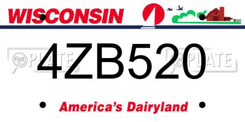 4ZB520 Wisconsin License Plate