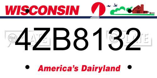 4ZB8132 Wisconsin License Plate