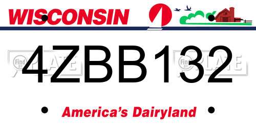 4ZBB132 Wisconsin License Plate