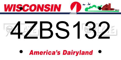 4ZBS132 Wisconsin License Plate