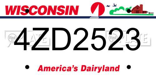 4ZD2523 Wisconsin License Plate