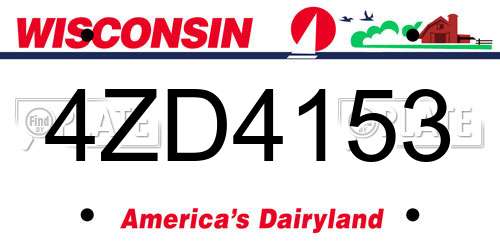 4ZD4153 Wisconsin License Plate