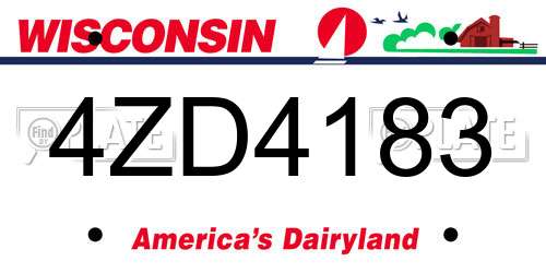 4ZD4183 Wisconsin License Plate