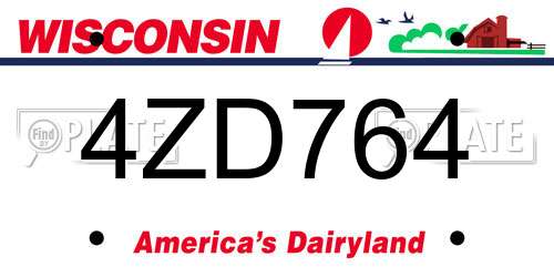 4ZD764 Wisconsin License Plate