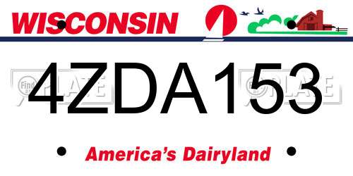 4ZDA153 Wisconsin License Plate
