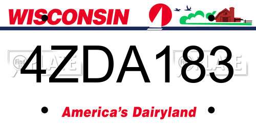 4ZDA183 Wisconsin License Plate