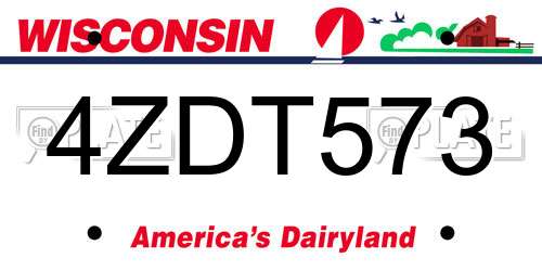 4ZDT573 Wisconsin License Plate