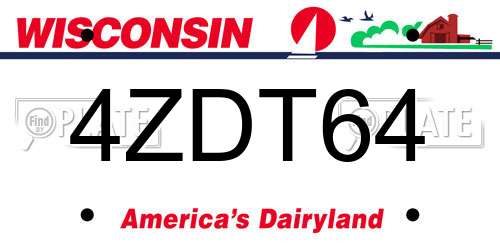 4ZDT64 Wisconsin License Plate