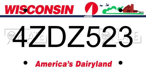 4ZDZ523 Wisconsin License Plate