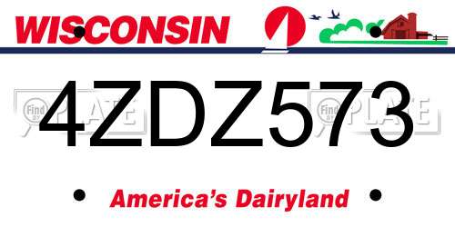4ZDZ573 Wisconsin License Plate
