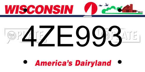 4ZE993 Wisconsin License Plate