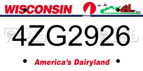 4ZG2926 Wisconsin License Plate