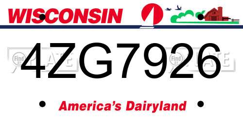 4ZG7926 Wisconsin License Plate
