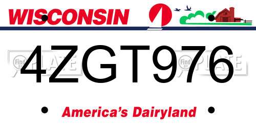 4ZGT976 Wisconsin License Plate