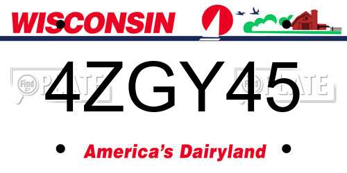 4ZGY45 Wisconsin License Plate