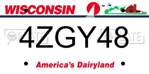 4ZGY48 Wisconsin License Plate