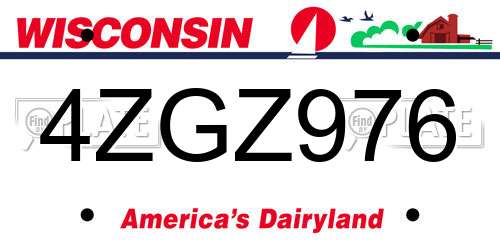 4ZGZ976 Wisconsin License Plate
