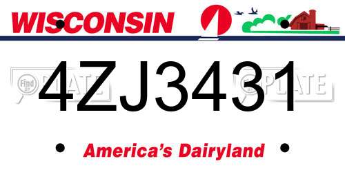 4ZJ3431 Wisconsin License Plate