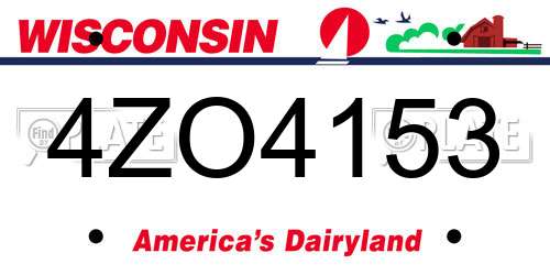 4ZO4153 Wisconsin License Plate