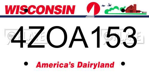 4ZOA153 Wisconsin License Plate