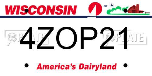 4ZOP21 Wisconsin License Plate