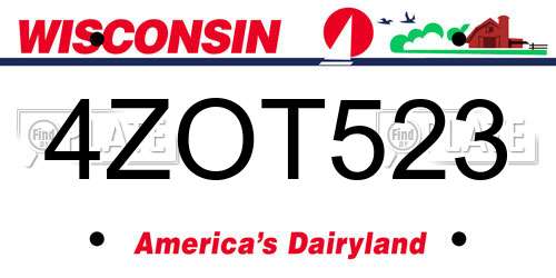 4ZOT523 Wisconsin License Plate