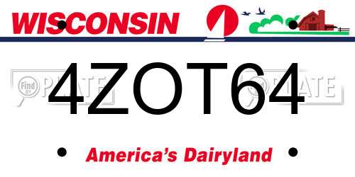 4ZOT64 Wisconsin License Plate