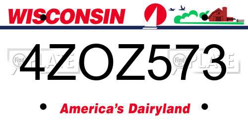 4ZOZ573 Wisconsin License Plate