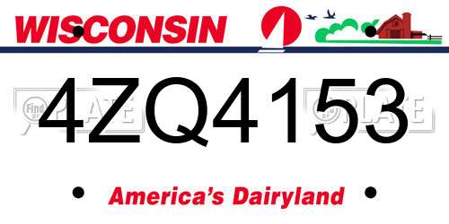 4ZQ4153 Wisconsin License Plate