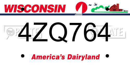 4ZQ764 Wisconsin License Plate