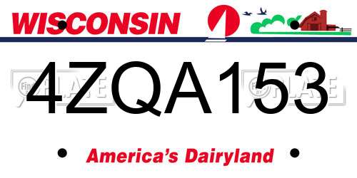 4ZQA153 Wisconsin License Plate