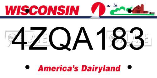4ZQA183 Wisconsin License Plate