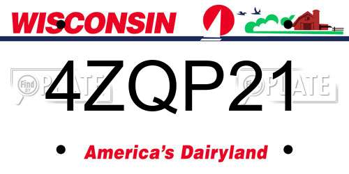 4ZQP21 Wisconsin License Plate