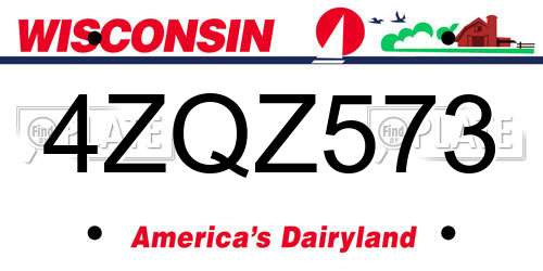 4ZQZ573 Wisconsin License Plate