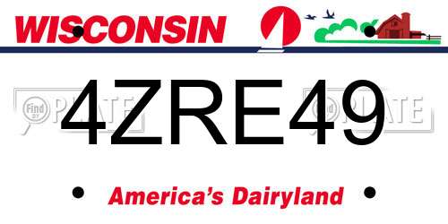 4ZRE49 Wisconsin License Plate