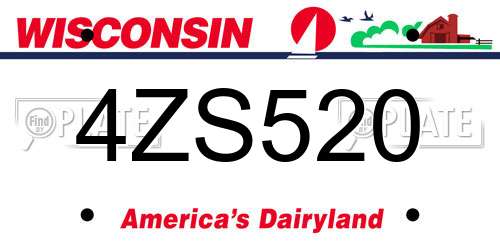 4ZS520 Wisconsin License Plate