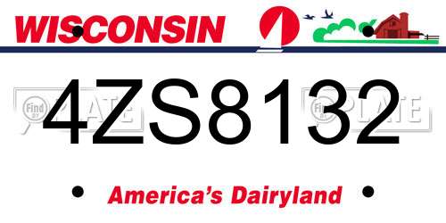 4ZS8132 Wisconsin License Plate