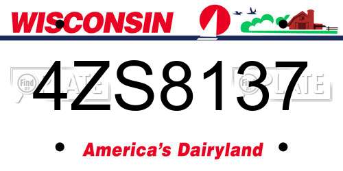 4ZS8137 Wisconsin License Plate