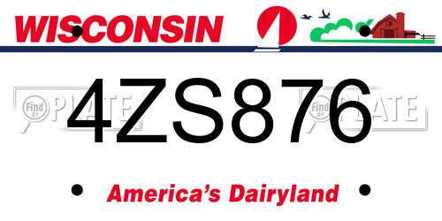 4ZS876 Wisconsin License Plate