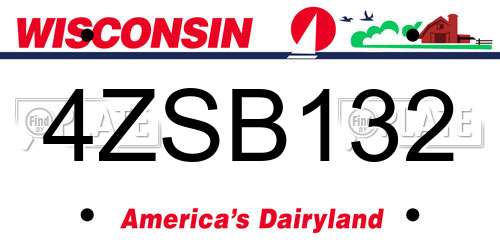 4ZSB132 Wisconsin License Plate