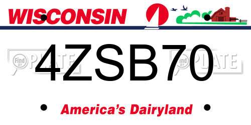 4ZSB70 Wisconsin License Plate