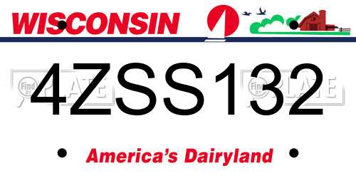 4ZSS132 Wisconsin License Plate