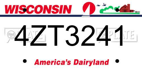 4ZT3241 Wisconsin License Plate