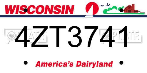 4ZT3741 Wisconsin License Plate