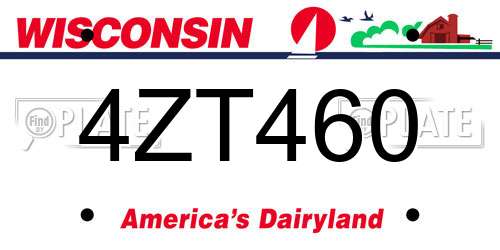 4ZT460 Wisconsin License Plate